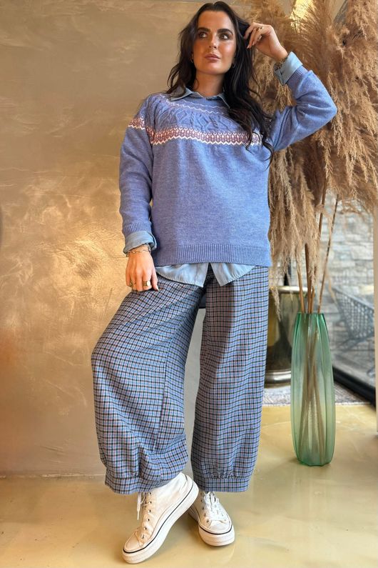 Greta Fair Isle Knit Denim